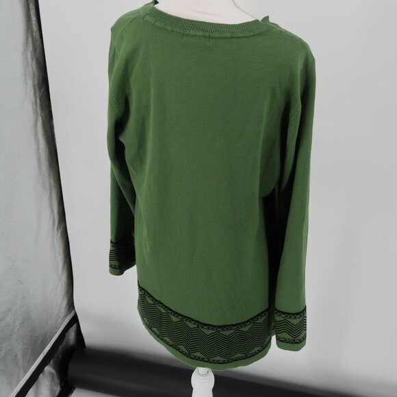Kim Rogers Green Sweater with Dark Green Detail on Bottom Size XL - Picture 5 of 6